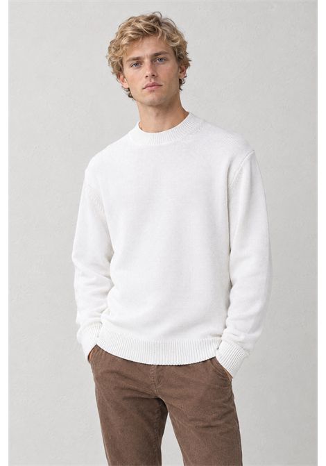 Paolo Pecora Crew-Neck Sweater in Wool with Ribbed Trims in White Men's PAOLO PECORA |  | A028 F0091102